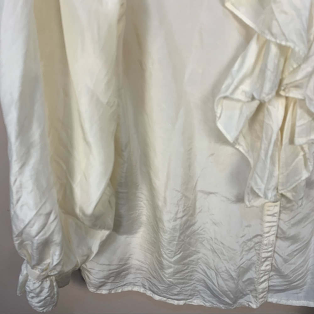 VTG Sophisticates Jonathan Martin 100% Silk Tunic Blouse Ruffle Collar Cuff - Picture 9 of 11